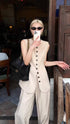 Mo.Studio Round Neck Long Waist Coat and Trousers